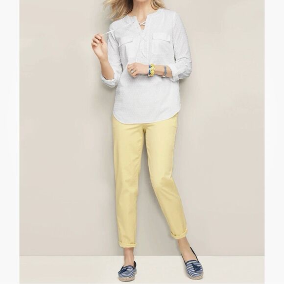 Talbots Pants - Talbots Yellow Soft Cotton Twill Relaxed Chino Pants Size 10P Trouser Preppy NWT